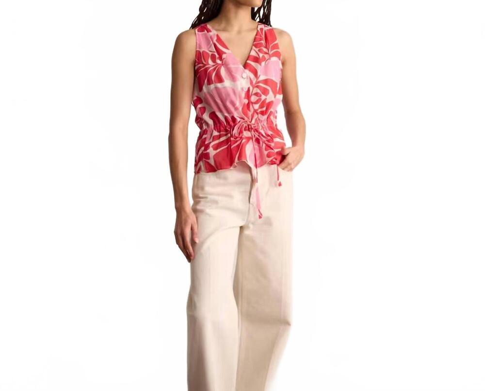NEW INES DE LA FRESSANGE magda sleeveless top in red/pink